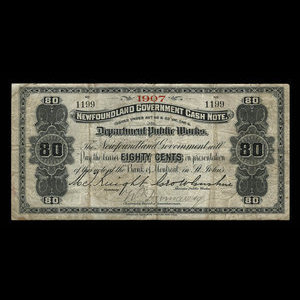 Canada, Newfoundland - Department of Public Works, 80 cents : 1907