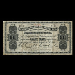 Canada, Newfoundland - Department of Public Works, 80 cents : 1907