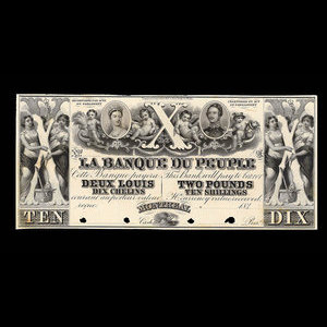 Canada, Banque du Peuple (People's Bank), 10 dollars : 1849