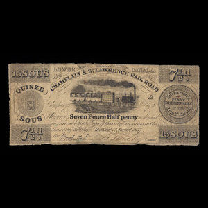 Canada, Champlain & St. Lawrence Railroad Company, 15 sous : August 1, 1837