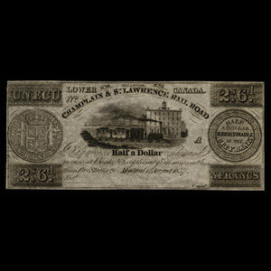 Canada, Champlain & St. Lawrence Railroad Company, 1 ecu : August 1, 1837