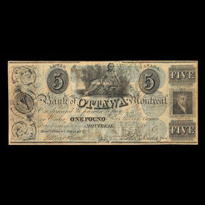 Canada, Bank of Ottawa, 5 dollars : 1838