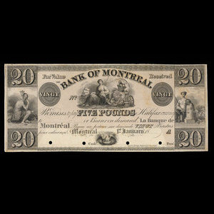 Canada, Bank of Montreal, 20 dollars : January 1839