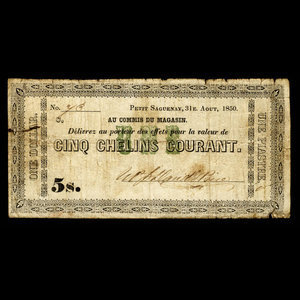 Canada, William Price & Son, 5 shillings : August 31, 1850