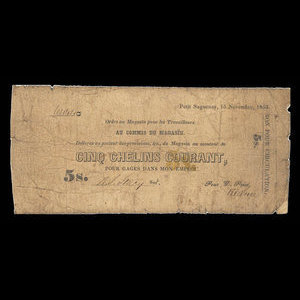 Canada, William Price & Son, 5 shillings : November 15, 1853