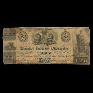 Canada, Bank of Lower Canada, 2 dollars : 1840