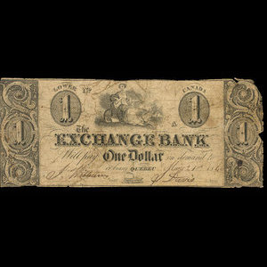 Canada, Exchange Bank, 1 dollar : May 21, 1844