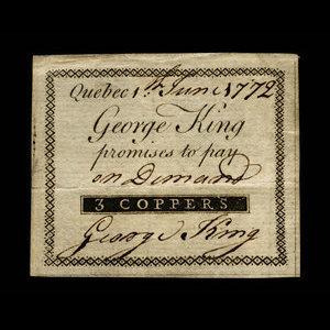 Canada, George King, 3 coppers : June 1, 1772