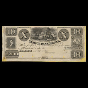 Canada, Banque Canadienne, 10 dollars : 1838