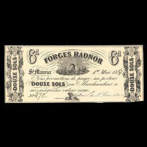Canada, Forges Radnor, 6 pence : May 1, 1857
