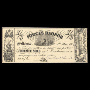 Canada, Forges Radnor, 1 shilling, 3 pence : May 1, 1857