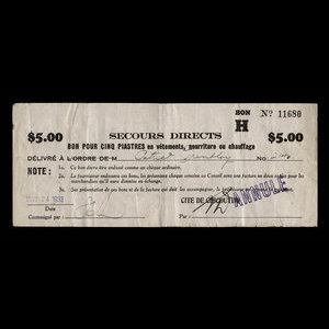 Canada, Cité de Chicoutimi, 5 dollars : May 24, 1933