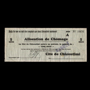 Canada, Cité de Chicoutimi, 5 cents : February 7, 1934