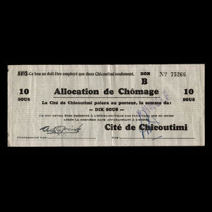 Canada, Cité de Chicoutimi, 10 cents : February 10, 1935