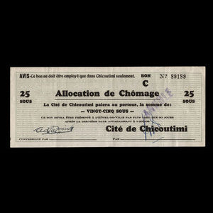Canada, Cité de Chicoutimi, 25 cents : February 16, 1935