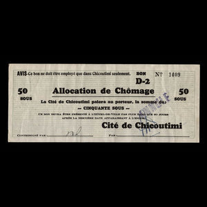 Canada, Cité de Chicoutimi, 50 cents : February 21, 1935