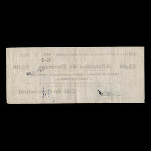 Canada, Cité de Chicoutimi, 3 dollars : February 10, 1935