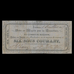 Canada, Naz. Tetu & Co., 6 sous : July 8, 1859