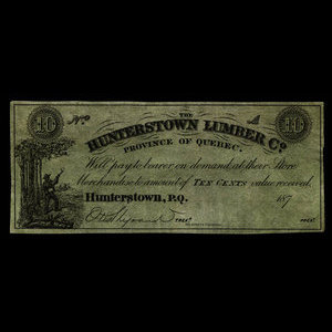 Canada, Hunterstown Lumber Co., 10 cents : 1875