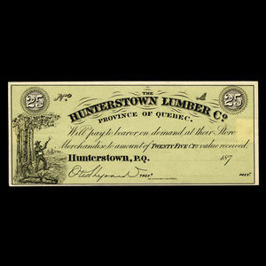 Canada, Hunterstown Lumber Co., 25 cents : 1875