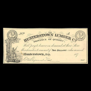 Canada, Hunterstown Lumber Co., 2 dollars : 1879