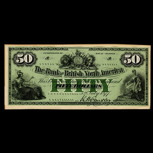 Canada, Bank of British North America, 50 dollars : July 3, 1877