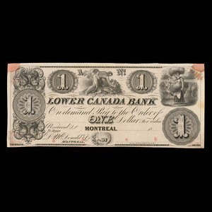 Canada, Lower Canada Bank, 1 dollar : 1838