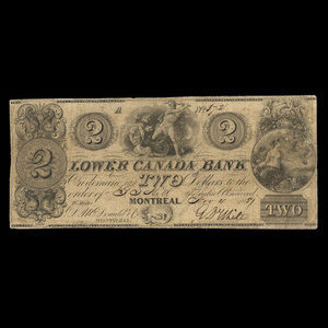 Canada, Lower Canada Bank, 2 dollars : November 4, 1837