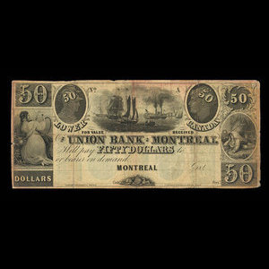 Canada, Union Bank of Montreal, 50 dollars : December 1840