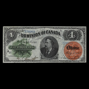 Canada, Dominion of Canada, 4 dollars : May 1, 1882