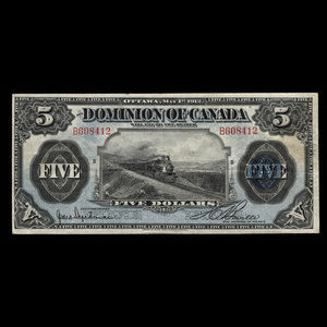 Canada, Dominion of Canada, 5 dollars : May 1, 1912