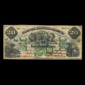 Canada, Government of Prince Edward Island, 20 dollars : January 2, 1872
