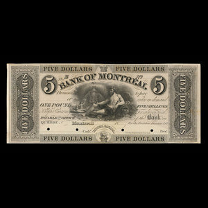 Canada, Bank of Montreal, 5 dollars : 1839