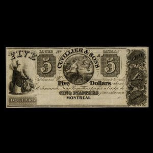 Canada, Cuvillier & Sons, 5 dollars : 1838