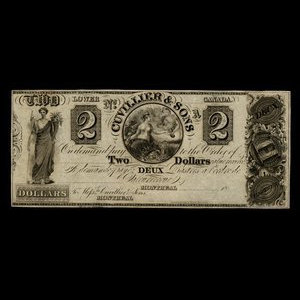Canada, Cuvillier & Sons, 2 dollars : 1838