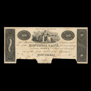 Canada, Montreal Bank, 50 dollars : 1822