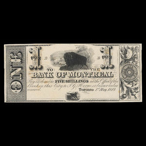 Canada, Bank of Montreal, 1 dollar : May 1, 1849