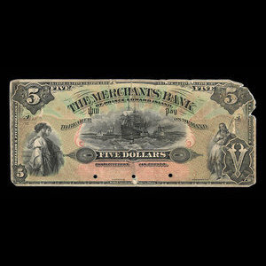 Canada, Merchants Bank of Prince Edward Island, 5 dollars : January 2, 1900