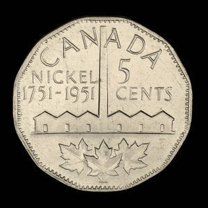 Canada, George VI, 5 cents : 1951