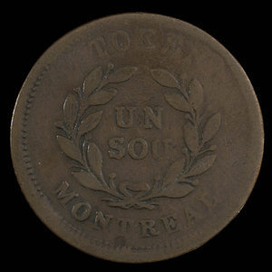 Canada, unknown, 1 sou : 1838