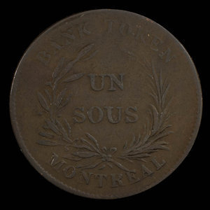 Canada, Bank of Montreal, 1 sou : 1838