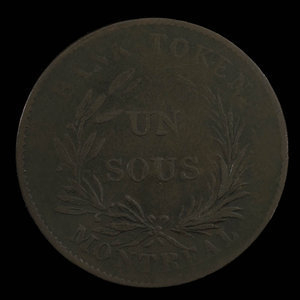 Canada, Bank of Montreal, 1 sou : 1838