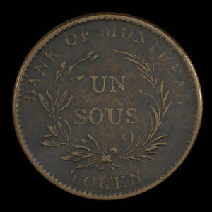 Canada, Bank of Montreal, 1 sou : 1838