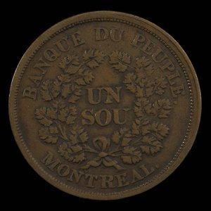 Canada, Banque du Peuple (People's Bank), 1 sou : 1838