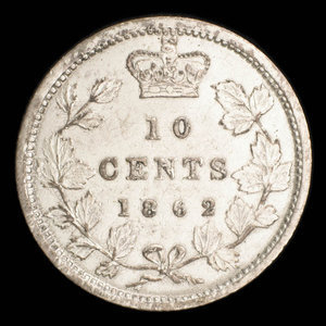Canada, Victoria, 10 cents : 1862