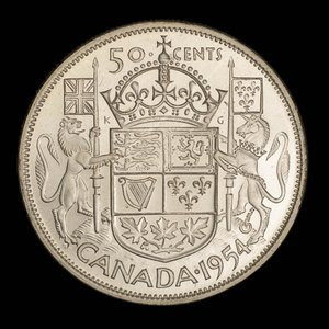 Canada, Elizabeth II, 50 cents : 1954