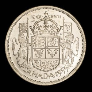Canada, Elizabeth II, 50 cents : 1955