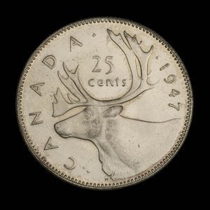 Canada, George VI, 25 cents : 1947