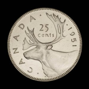 Canada, George VI, 25 cents : 1951