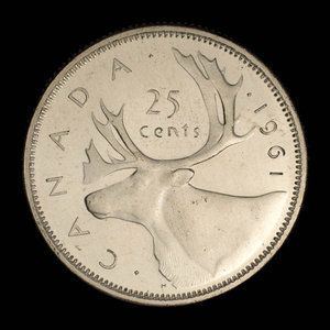 Canada, Elizabeth II, 25 cents : 1961